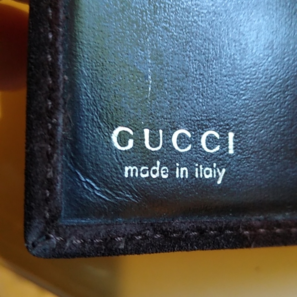 Gucci Choco brown GG suede trifold wallet - Picture 4 of 10